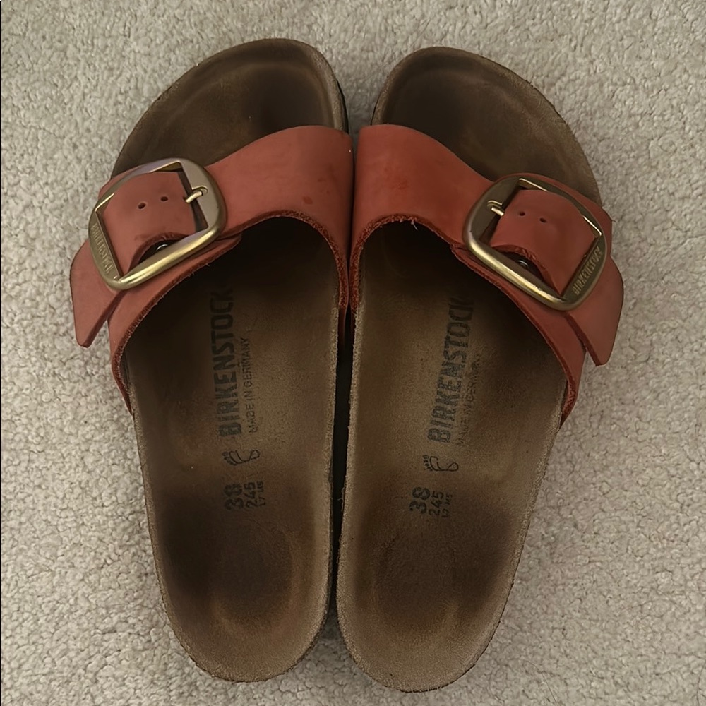 Birkenstock Brown and Gold Sandals with Contoured Footbed
